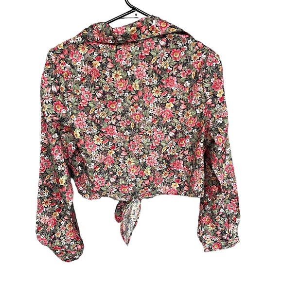 Anxiety Crop Top Womens Medium Floral Front Tie Cottagecore Dainty Feminine - Picture 2 of 7